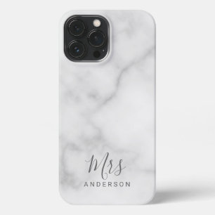 Mr and Mrs   Elegant Marble Modern Script iPhone 13 Pro Max Case