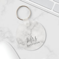 Mr and Mrs | Elegant Marble Modern Script Wedding