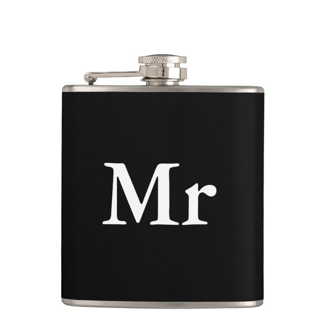Mr and Mrs | elegant modern matching couple Hip Flask (Front)