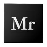 Mr and Mrs | elegant modern matching couple Tile<br><div class="desc">"Mr and Mrs" Matching couple gift with elegant modern black and white design. Perfect for • Lovers/Couple • Newlywed • Wedding anniversary • Valentine's day Click on the customise it button to personalise the design by choosing the background colour you like and even add your own text. Matching items are...</div>