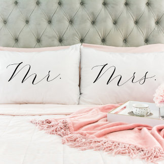 Mr. and Mrs. Elegant Romantic Script Pillowcase
