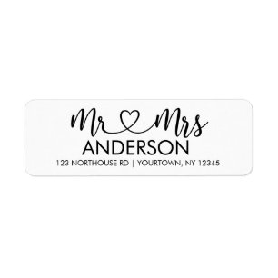 Mr. and Mrs. Elegant Script Custom Return Address
