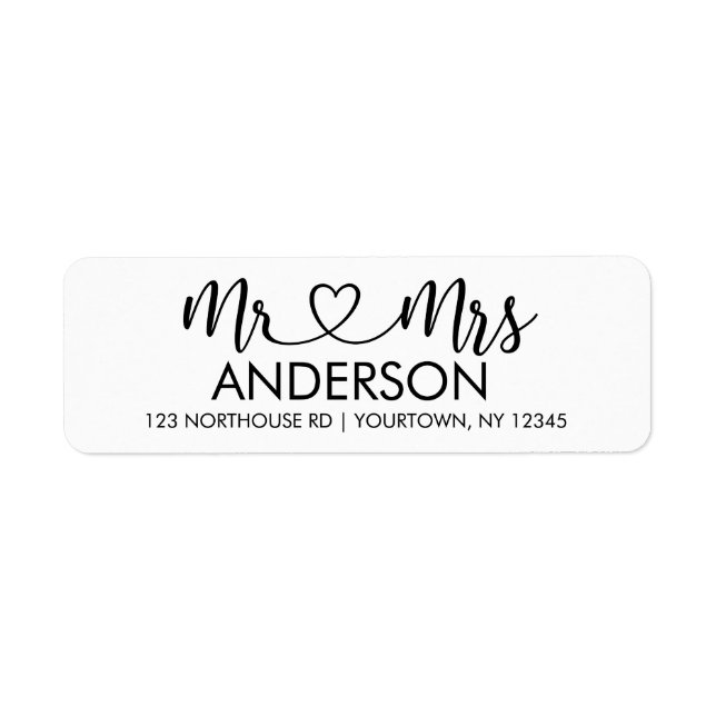 Mr. and Mrs. Elegant Script Custom Return Address (Front)