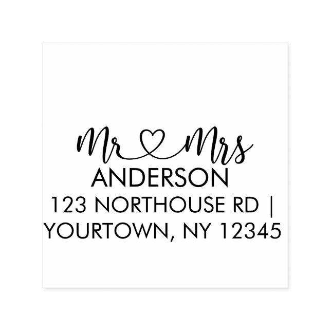 Mr. and Mrs. Elegant Script Custom  Self-inking Stamp (Design)