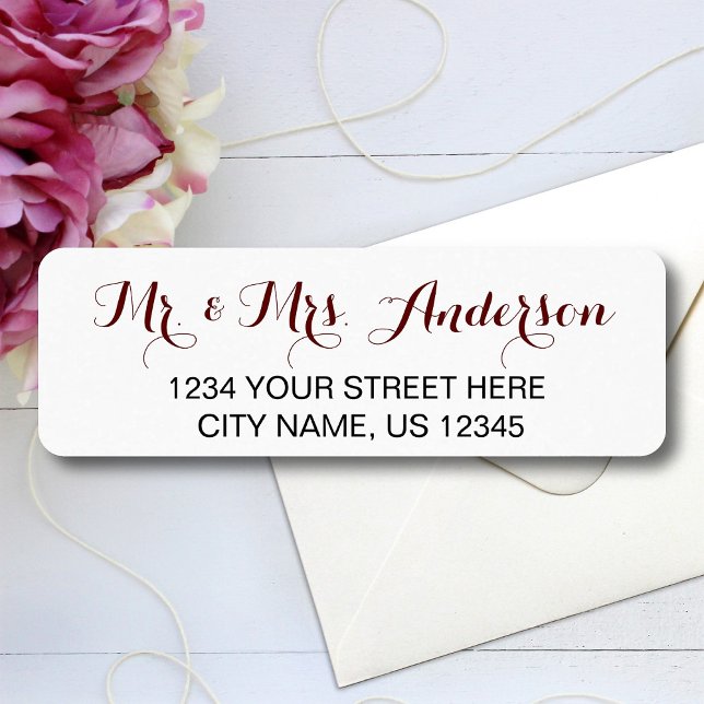 Mr And Mrs Elegant Script Wedding Name Address (Creator Uploaded)