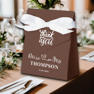 Mr and Mrs Elegant Simple Brown Favour Box
