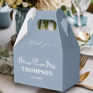 Mr and Mrs Elegant Simple   Dusty Blue Favour Box