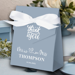 Mr and Mrs Elegant Simple   Dusty Blue Favour Box