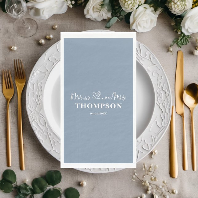 Mr and Mrs Elegant Simple | Dusty Blue Napkin (Creator Uploaded)