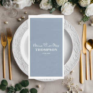 Mr and Mrs Elegant Simple   Dusty Blue Napkin
