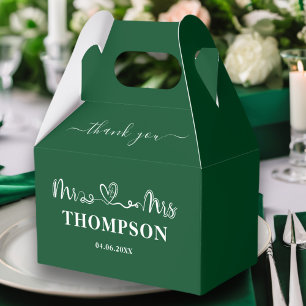 Mr and Mrs Elegant Simple   Emerald Green Favour Box