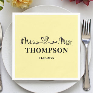 Mr and Mrs Elegant Simple   Pale Yellow Napkin