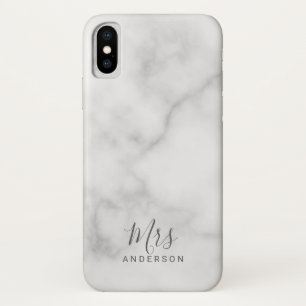 Mr and Mrs   Elegant White Marble Modern Script Case-Mate iPhone Case