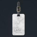 Mr and Mrs | Elegant White Marble Modern Script Luggage Tag<br><div class="desc">"Mr and Mrs" Elegant White Marble Modern Script Personalised Couple Gift

Perfect as wedding gifts for newlywed,  wedding anniversary gifts,  Valentine's day gifts and gift for any occasions.</div>