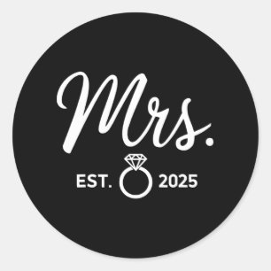Mr. And Mrs. Engagement Tees Just Married Wedding  Classic Round Sticker