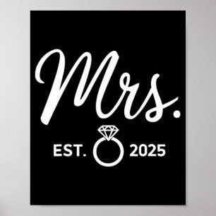 Mr. And Mrs. Engagement Tees Just Married Wedding  Poster