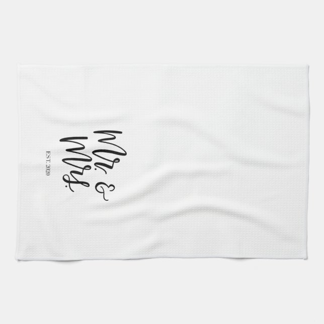 Mr. and Mrs. est. 2020 Tea Towel (Horizontal)