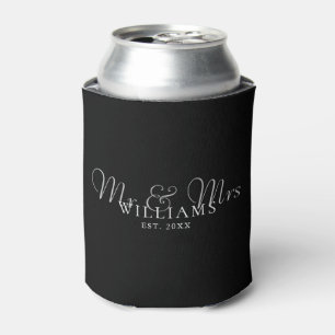 Mr And Mrs Established Wedding Can Cooler