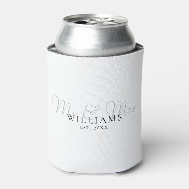 Mr And Mrs Established Wedding Can Cooler (Can Front)