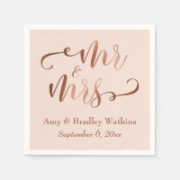 "Mr and Mrs" Faux Copper Script on Blush Pink