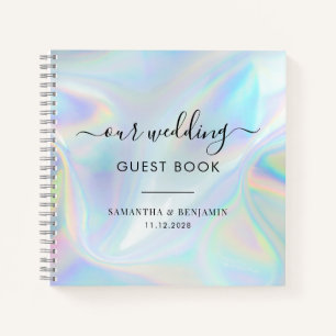 Mr and Mrs Faux Holographic Wedding Guest Book