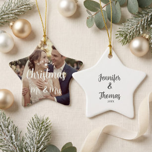 Mr and Mrs First Christmas Custom Name Keepsake Ceramic Tree Decoration