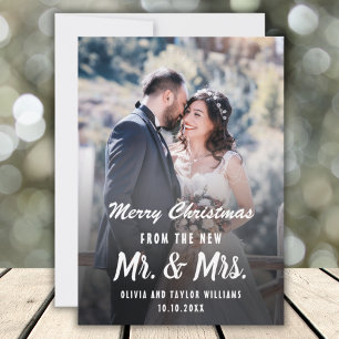 Mr And Mrs First Christmas Newlywed Custom Photo Holiday Card