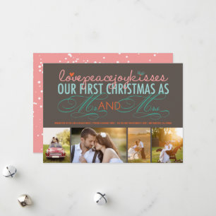 Mr And Mrs First Christmas Photo Collage Wedding Holiday Card