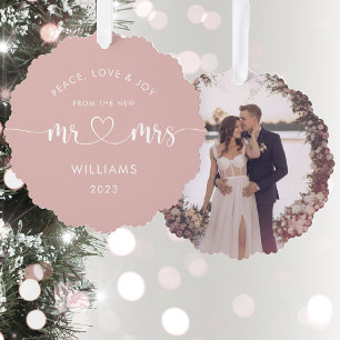 Mr and Mrs First Christmas Photo  Tree Decoration Card