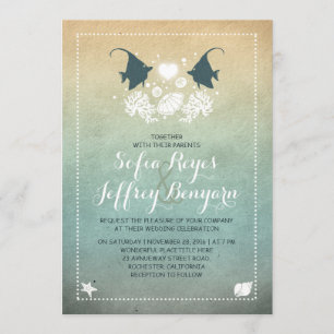 Mr and Mrs Fish Beach Wedding Invitation