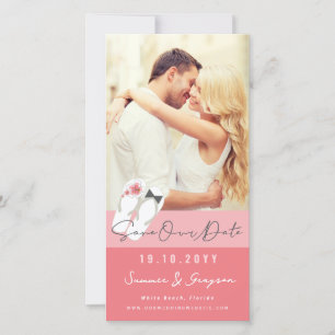 Mr And Mrs Flip Flops Pink Hibiscus Beach Photo Save The Date