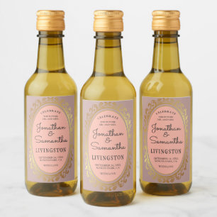 Mr and Mrs Gold Wreath Couples Shower Rose Wine Label