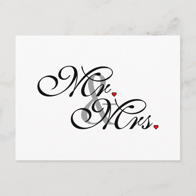 Mr. and Mrs. Husband Wife His Her Newly Weds Postcard (Front)