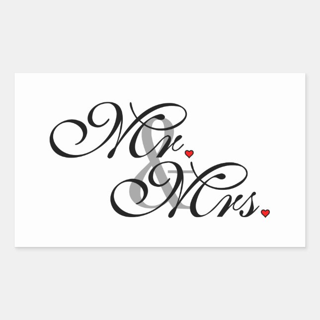 Mr. and Mrs. Husband Wife His Her Newly Weds Rectangular Sticker (Front)