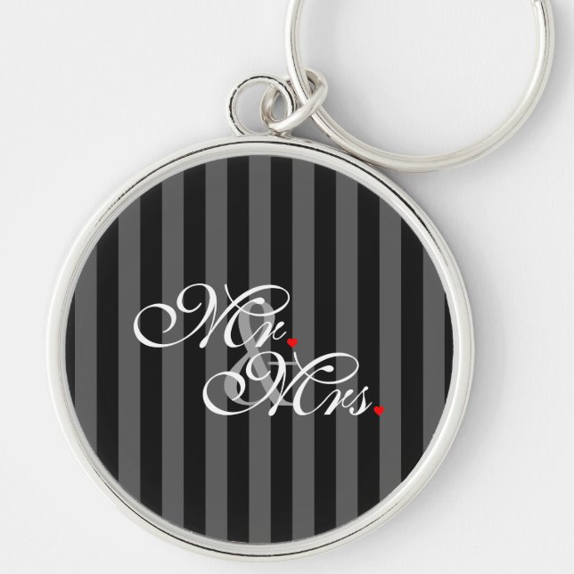 Mr. and Mrs. Husband Wife His Hers Newly Weds Key Ring (Front)