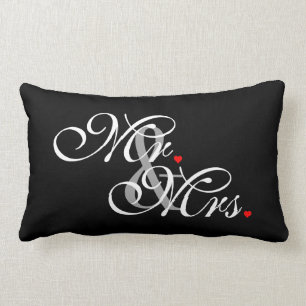 Mr. and Mrs. Husband Wife His Hers Newly Weds Lumbar Cushion