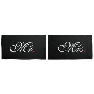 Mr. and Mrs. Husband Wife His Hers Newly Weds Pillowcase