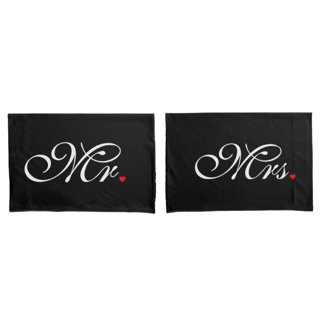 Mr. and Mrs. Husband Wife His Hers Newly Weds Pillowcase (Front-Set)