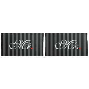 Mr. and Mrs. Husband Wife His Hers Newly Weds Pillowcase