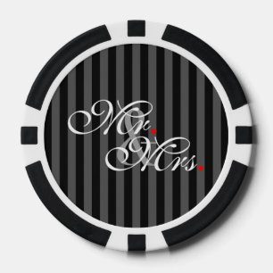 Mr. and Mrs. Husband Wife His Hers Newly Weds Poker Chips