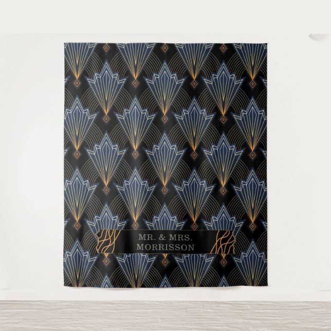 Mr and Mrs Luxury Elegant Art Trendy Deco Pattern Tapestry (Front)