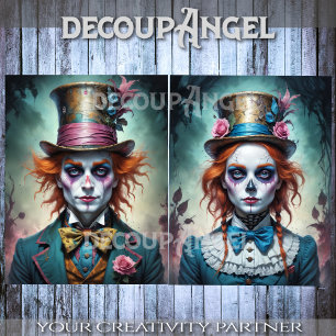 Mr. and Mrs. Mad Hatters Decoupage Tissue Paper