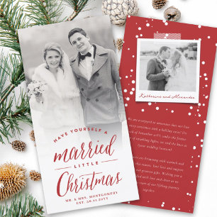 Mr And Mrs Married Little Christmas Wedding Photo Holiday Card