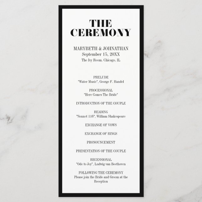 Mr and Mrs Modern Bold Wedding Program Programme (Front)