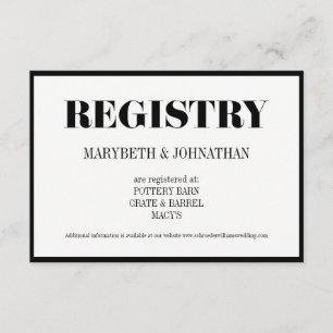 Mr and Mrs Modern Bold Wedding Registry Card