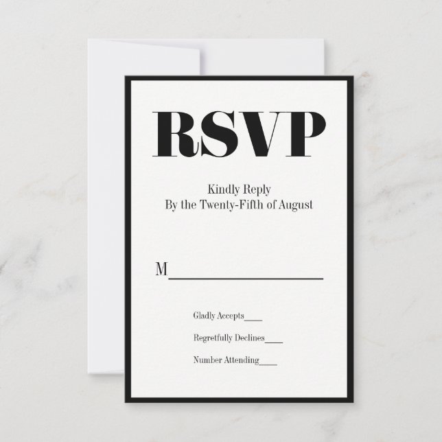 Mr and Mrs Modern Bold Wedding RSVP Card (Front)