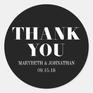 Mr and Mrs Modern Bold Wedding Thank You Sticker