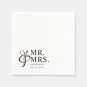 Mr. And Mrs.   Modern Elegant Wedding Napkin
