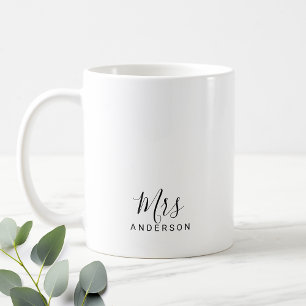 Mr and Mrs   Modern Script Personalised Coffee Mug