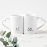 Mr and Mrs | Modern Script Personalised Coffee Mug Set<br><div class="desc">"Mr and Mrs" Modern Script Personalised Couple Gift

Perfect as wedding gifts for newlywed,  wedding anniversary gifts,  Valentine's day gifts and gift for any occasions.</div>